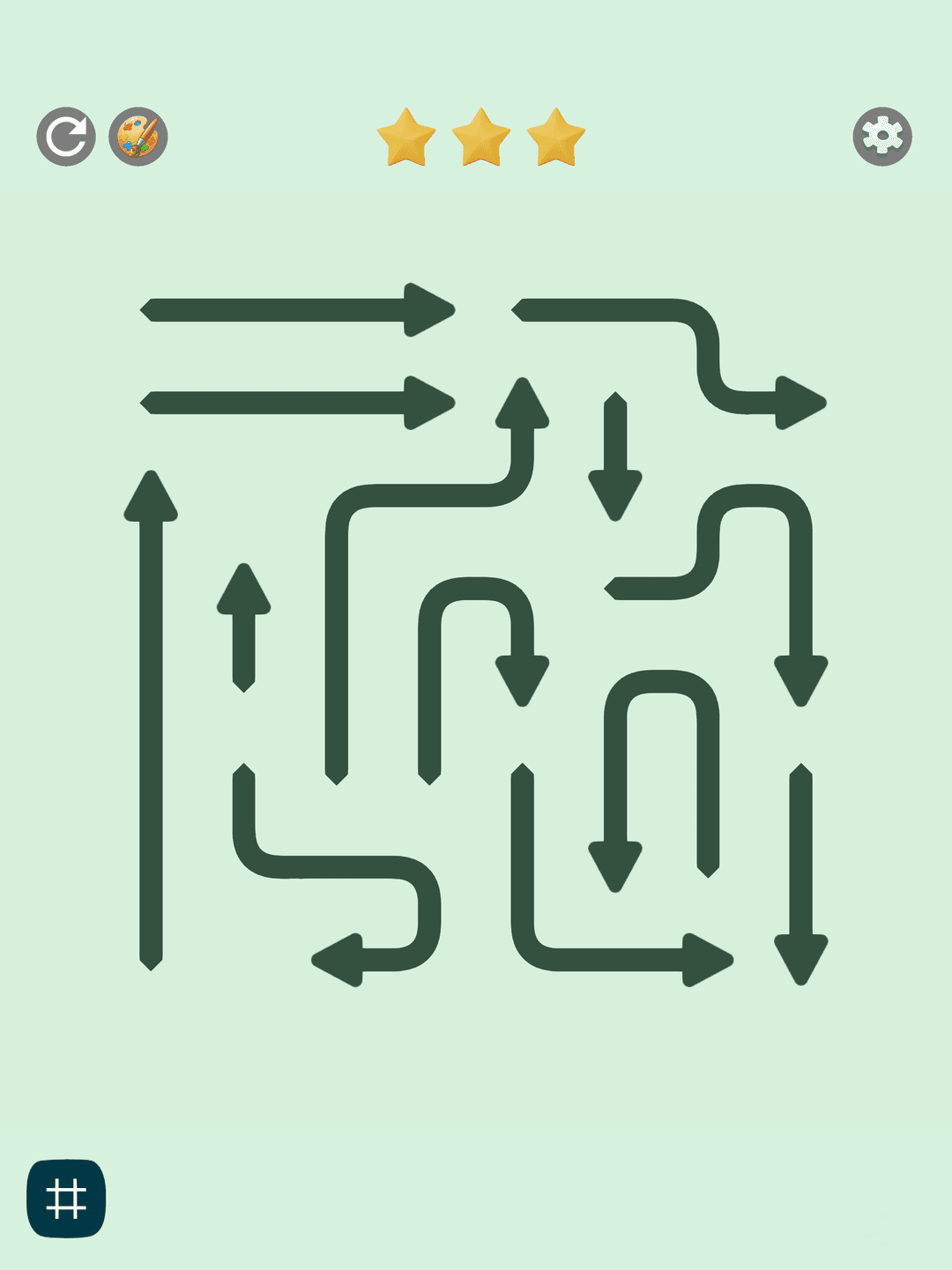 Arrow puzzle classic green theme on iPad