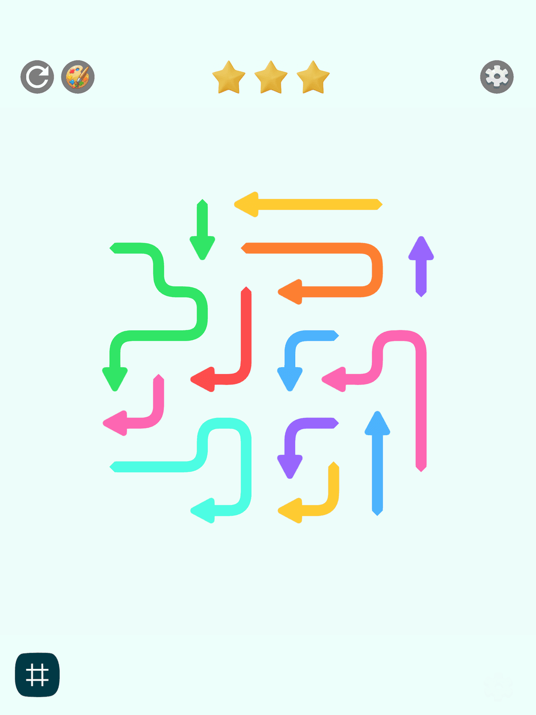 Colorful arrow puzzle classic mode on iPad