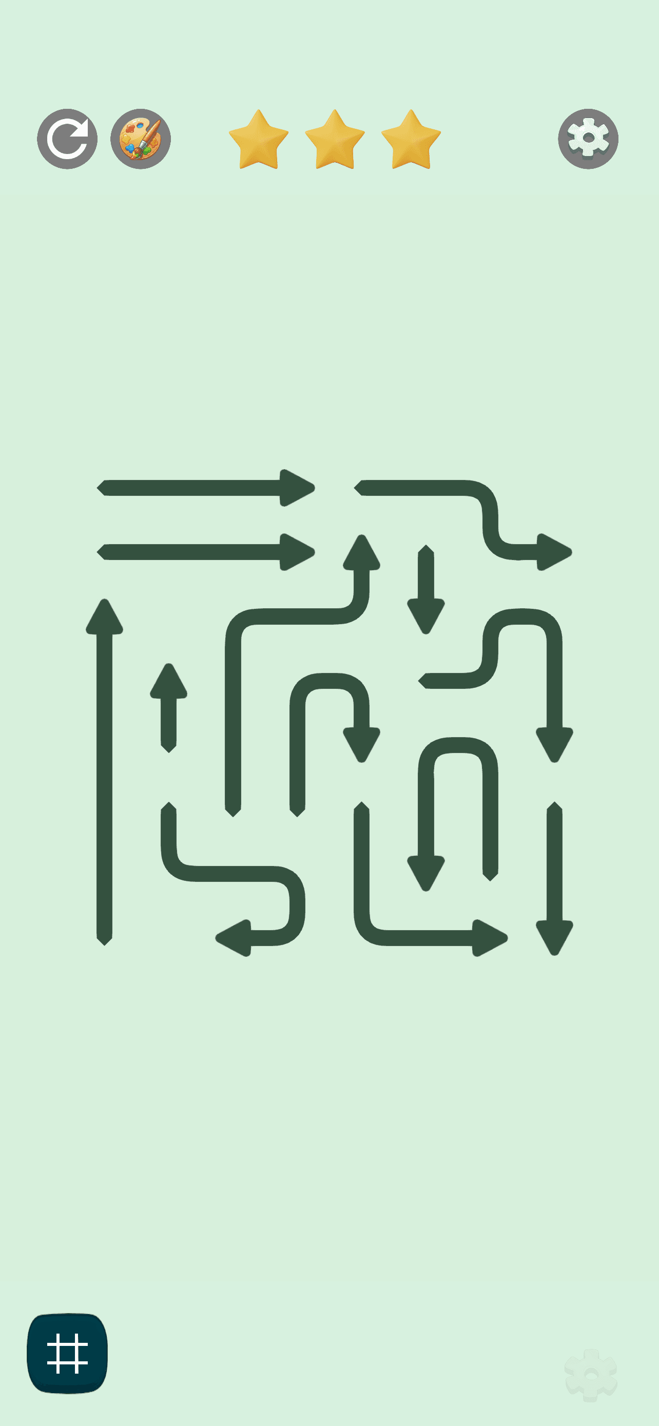 Fast board scanning in Arrow Jam Go — reading a dense arrow puzzle at a glance