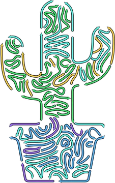 Cactus picture drawn with curved arrows in Arrow Curve