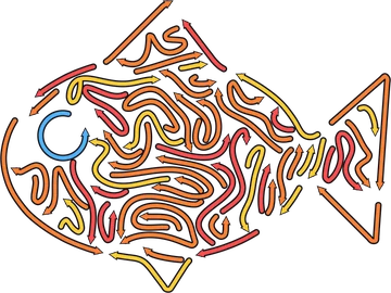 Fish picture drawn with curved arrows in Arrow Curve