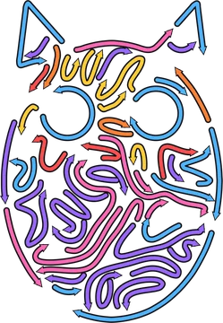 Owl picture drawn with curved arrows in Arrow Curve