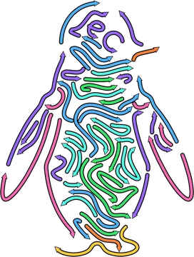 Penguin picture drawn with curved arrows in Arrow Curve