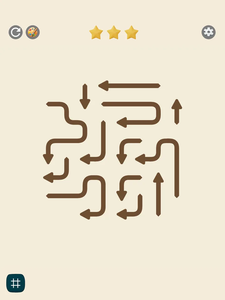 Advanced arrow sorting puzzle level on iPad