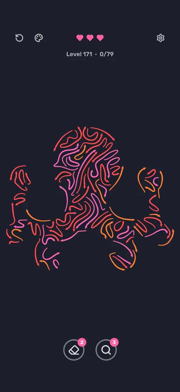 Arrow Curve octopus picture level made of curved arrows