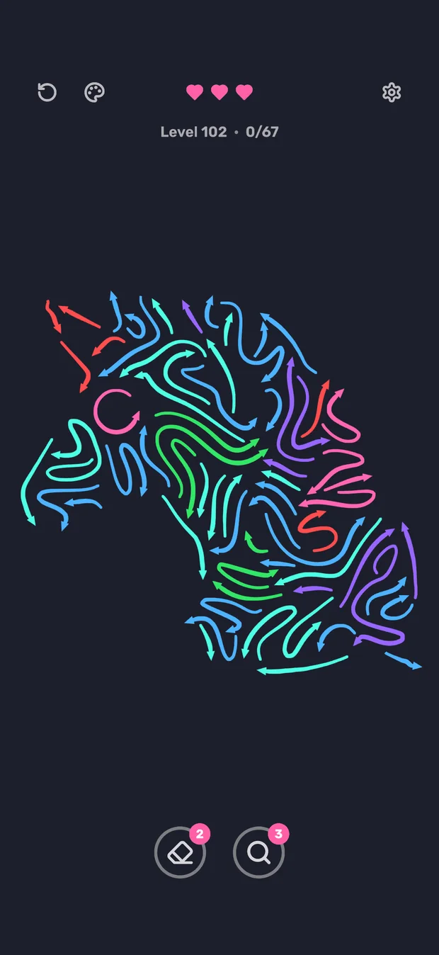 Arrow Curve unicorn picture level made of curved arrows